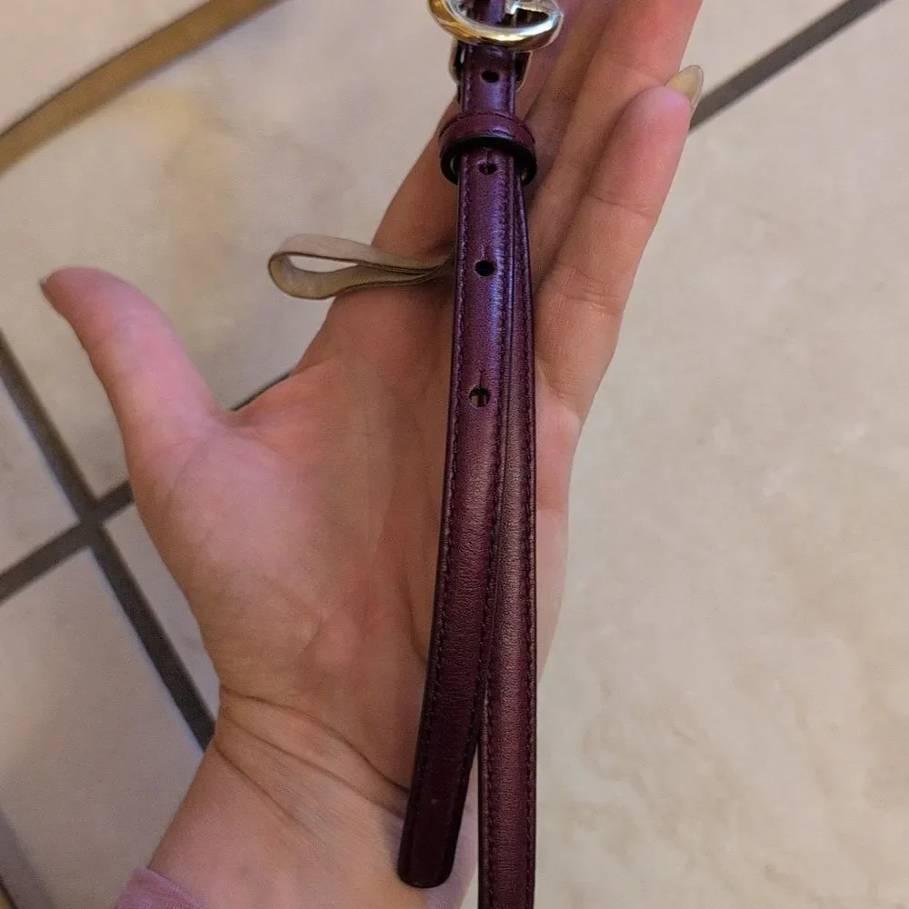 Gucci Belt GG Maroon Leather Thin US Burgundy Red Size 38